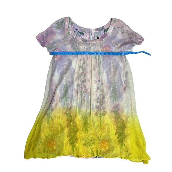 Anthropologie HD in Paris Dipped Chroma Swing Dress 8 Floral Gauze Overlay Ombre - Picture 6 of 11